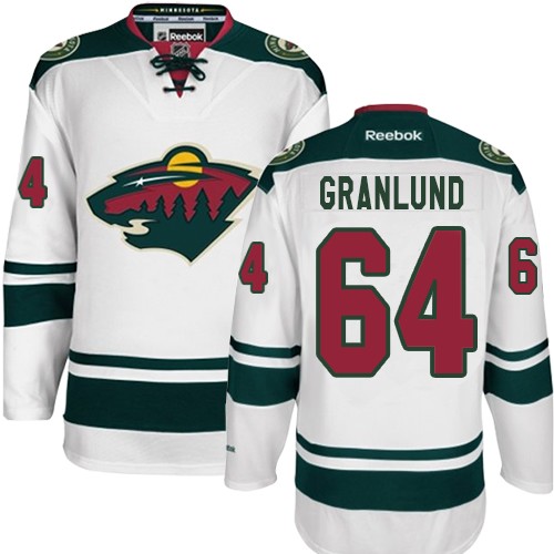 Mens Reebok Minnesota Wild 64 Mikael Granlund Premier White Away NHL Jersey